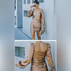 Vici Tan Satin Dress